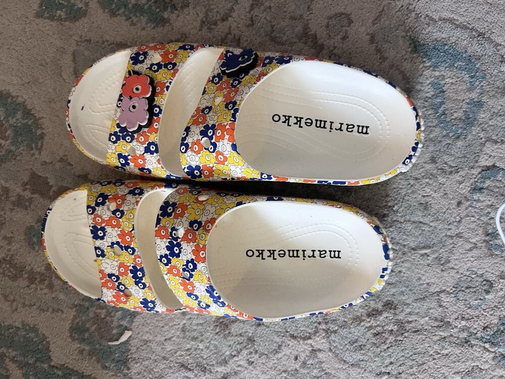 Crocs x Marimekko Floral Slide Sandals Multicolor Flower Charms Garden Clogs 12
